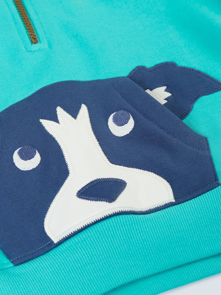 Frugi Hadley Half Zip Blue Hoodie - Image 3 de 3