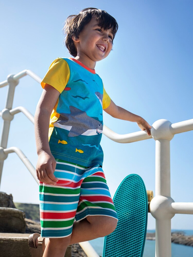 Frugi Blue Iori Printed T-Shirt - Image 1 of 4