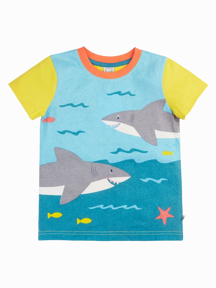 Frugi Blue Iori Printed T-Shirt - Image 2 of 4