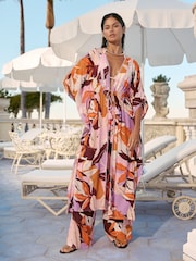 Caftan long imprimé Lipsy cravate sur le devant, drapé et orné de paillettes et d'une bordure effet froissé. - Image 2 de 3