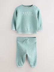 Baker by Ted Baker Green Knit Knitted Top and Joggers Set - Image 2 of 10