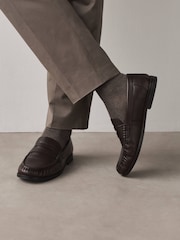 Braun - N. Premium Ruched Leather Loafers - Bild 1 von 2