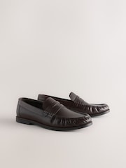 Braun - Ruched Leather Loafers - Bild 3 von 7