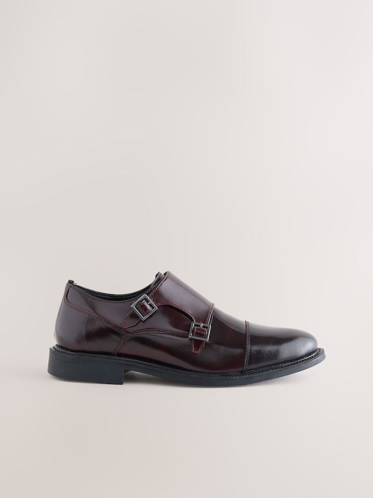 Burgundy Red Double Monk Shoes - Image 2 of 5