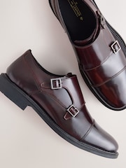Burgundy Red Double Monk Shoes - Image 3 of 5