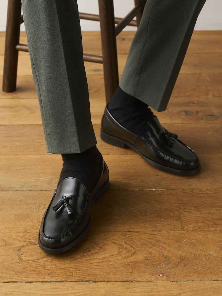 Black Leather Tassel Loafers - Image 1 of 6