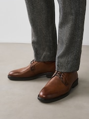 Tan Brown Leather Derby Shoes - Image 2 of 7