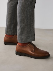 Tan Brown Leather Derby Shoes - Image 3 of 7