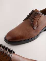 Tan Brown Leather Derby Shoes - Image 5 of 7