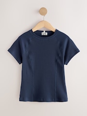 self. Navy Fitted Rib T-Shirt - Image 6 of 8