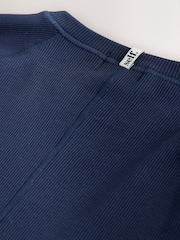 self. Navy Fitted Rib T-Shirt - Image 7 of 8