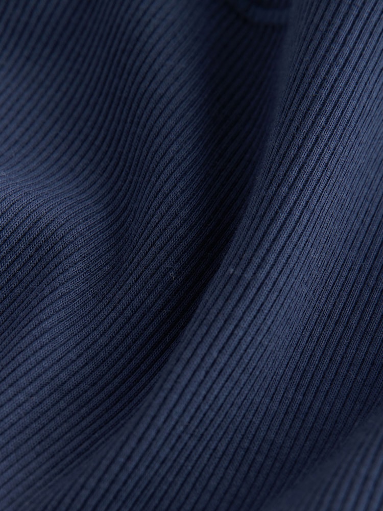 self. Navy Fitted Rib T-Shirt - Image 8 of 8 self. Navy Fitted Rib T-Shirt - Image 8 of 8