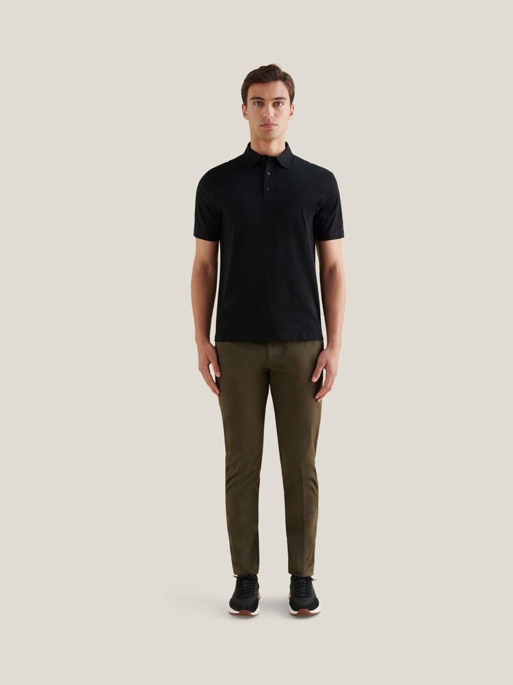 Peckham Rye Black Mercerised Jersey Polo Shirt - Image 2 of 5 Peckham Rye Black Mercerised Jersey Polo Shirt - Image 2 of 5