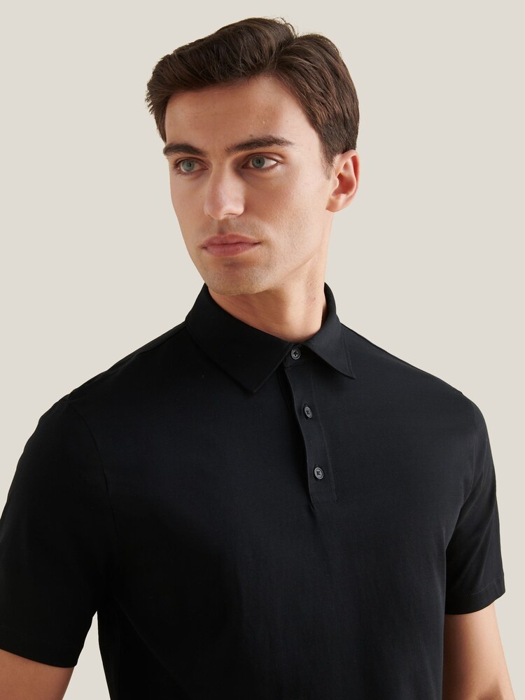 Peckham Rye Black Mercerised Jersey Polo Shirt - Image 5 of 5 Peckham Rye Black Mercerised Jersey Polo Shirt - Image 5 of 5