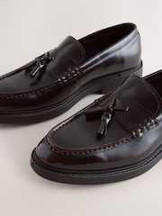 Burgundy Red Chunky Tassel Loafers - Image 4 of 6