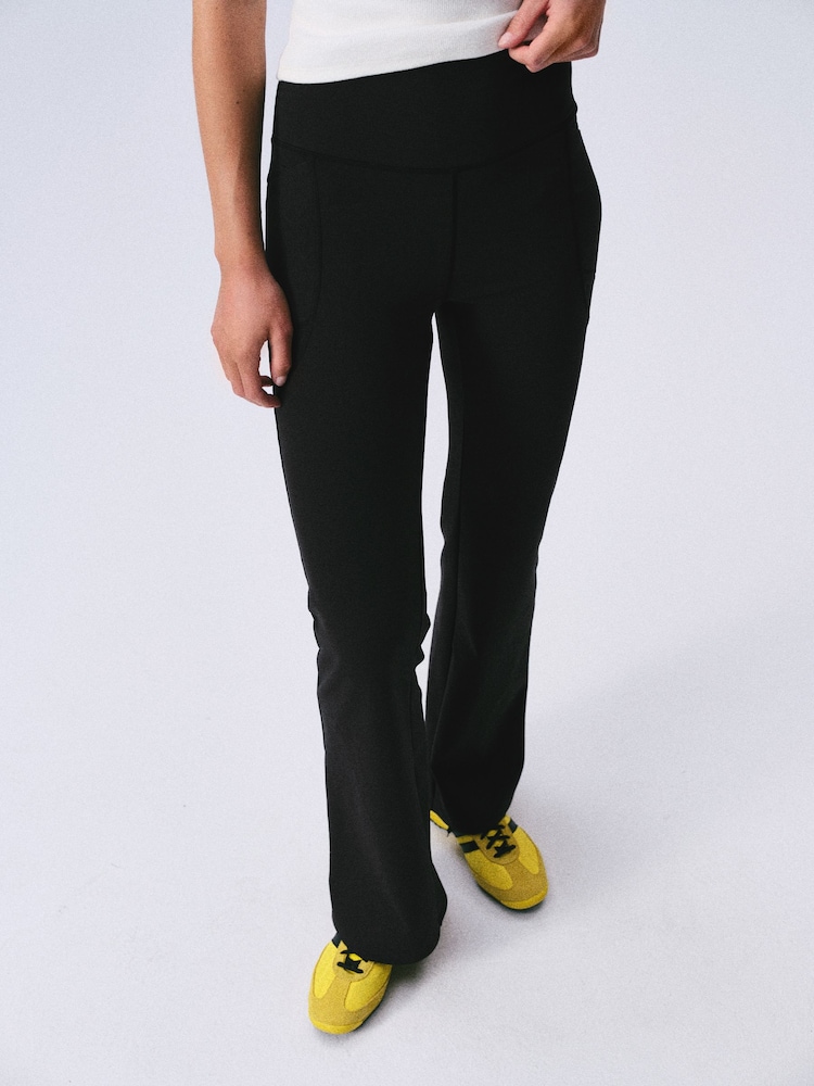 self. Black Kick Flare High Waist Leggings - Image 1 of 8 self. Black Kick Flare High Waist Leggings - Image 1 of 8