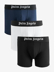 Palm Angels White Navy Black Cotton Stretch Logo Long Boxers 3 Pack - Image 1 of 7