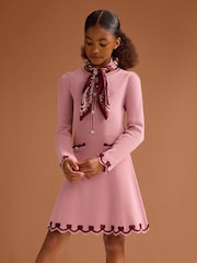 Lipsy Pink Bow Tipped Knit Dress (5-16yrs) - Image 5 of 6