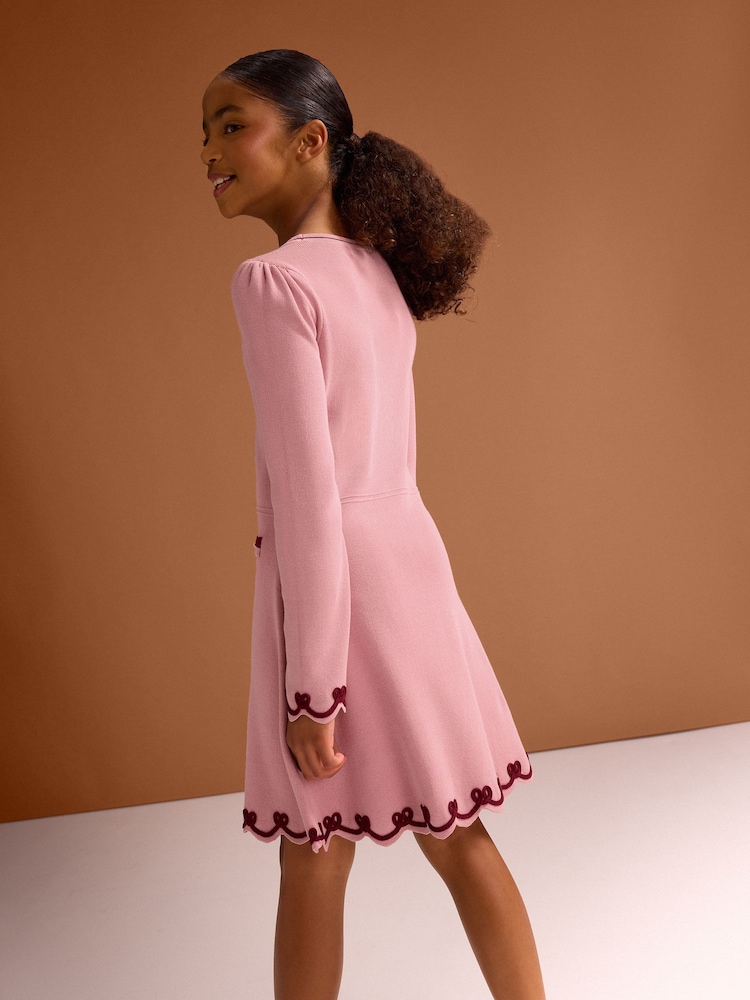 Lipsy Pink Bow Tipped Knit Dress (5-16yrs) - Image 6 of 6 Lipsy Pink Bow Tipped Knit Dress (5-16yrs) - Image 6 of 6
