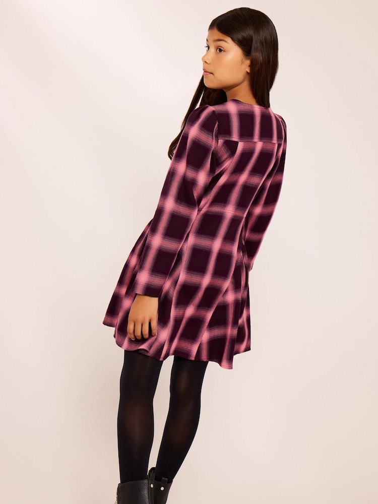Lipsy Pink Diamante Button Check Dress (5-16yrs) - Image 5 of 5