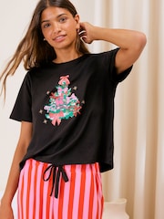 Friends Like These Pink Christmas Tree Petite Short Sleeve Pyjamas - Image 4 of 5