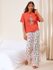 Friends Like These Red Sausage Dog Christmas Tree Short Sleeve Pyjamas - Image 1 of 5