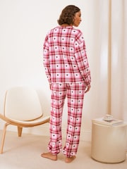 Friends Like These Pink Heart Check Long Sleeve Cosy Jogger Pyjamas - Image 4 of 5