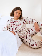 Friends Like These Neutral Cherry Animal Long Sleeve Cosy Jogger Pyjamas - Image 1 of 5