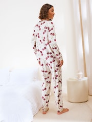 Friends Like These Neutral Cherry Animal Long Sleeve Cosy Jogger Pyjamas - Image 4 of 5
