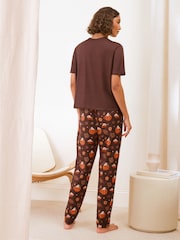 Friends Like These Brown Pumpkin Short Sleeve Jogger Pyjamas - Image 4 of 5