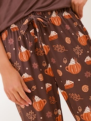 Friends Like These Brown Pumpkin Short Sleeve Jogger Pyjamas - Image 5 of 5