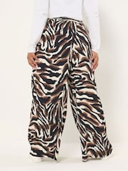 Yours Curve Black Animal Print Wide Leg Trousers - Image 3 of 5