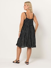 Yours Curve Black Metallic Crinkle Mini Beach Dress - Image 4 of 6