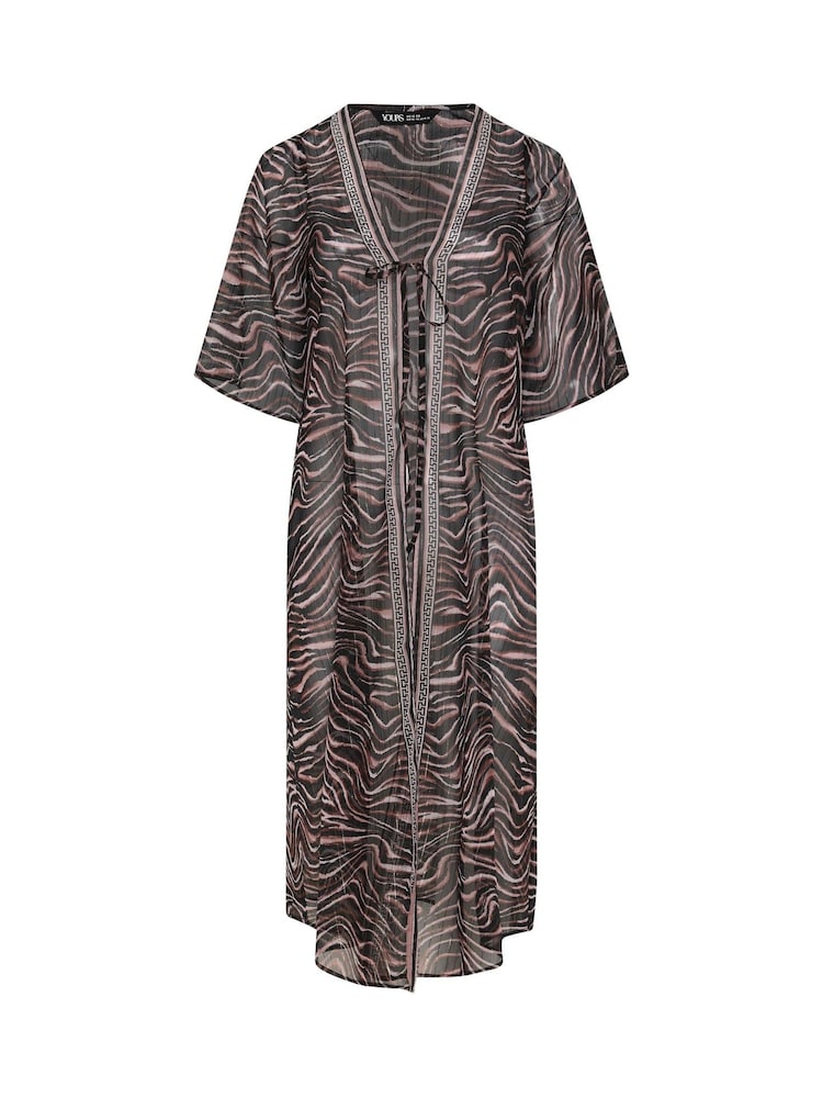 Yours Curve Black Metallic Chiffon Cover-Up - Image 6 of 6