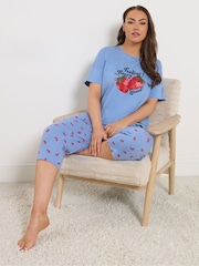Yours Curve Short Sleeve Cropped Pyjamas Set - صورة 1 من 4
