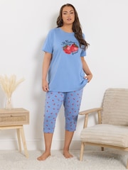 Yours Curve Short Sleeve Cropped Pyjamas Set - صورة 2 من 4