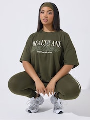 Yours Curve Green Health Wellness Active T-Shirt - Image 2 of 6