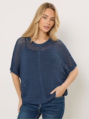 M&Co Blue Short Sleeve Tape Jumper - Image 1 of 5