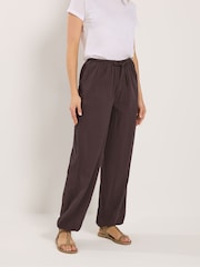 Long Tall Sally Brown Gathered Hem Trousers - Image 2 of 5