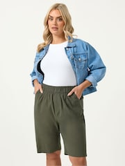 Yours Curve Green Cool Cotton Shorts - Image 1 of 5