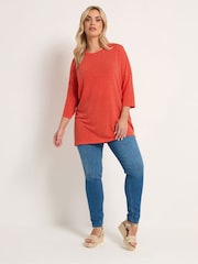 Yours Curve Orange Drop Sleeve Tunic Top - Image 3 of 5