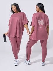 Yours Curve Pink Motivation Club Active T-Shirt - Image 1 of 7