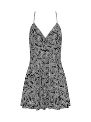 Long Tall Sally Black Palm Print Skirted Swimsuit - Image 3 of 4