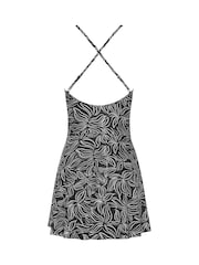 Long Tall Sally Black Palm Print Skirted Swimsuit - Image 4 of 4