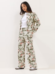 PixieGirl Petite White Floral Print Denim Jacket - Image 1 of 5