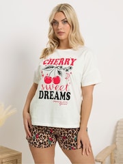 Yours Curve Cherry Animal Short Sleeve Short Pyjamas Set - תמונה 1 מתוך 4