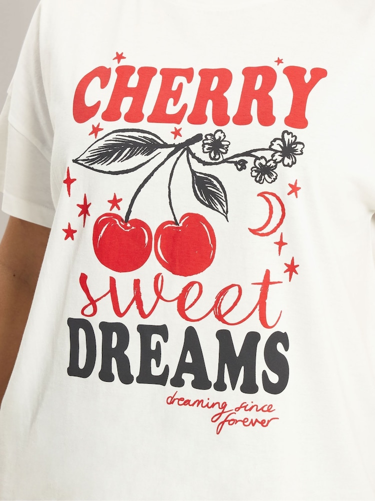 Yours Curve Cherry Animal Short Sleeve Short Pyjamas Set - תמונה 4 מתוך 4 Yours Curve Cherry Animal Short Sleeve Short Pyjamas Set - תמונה 4 מתוך 4