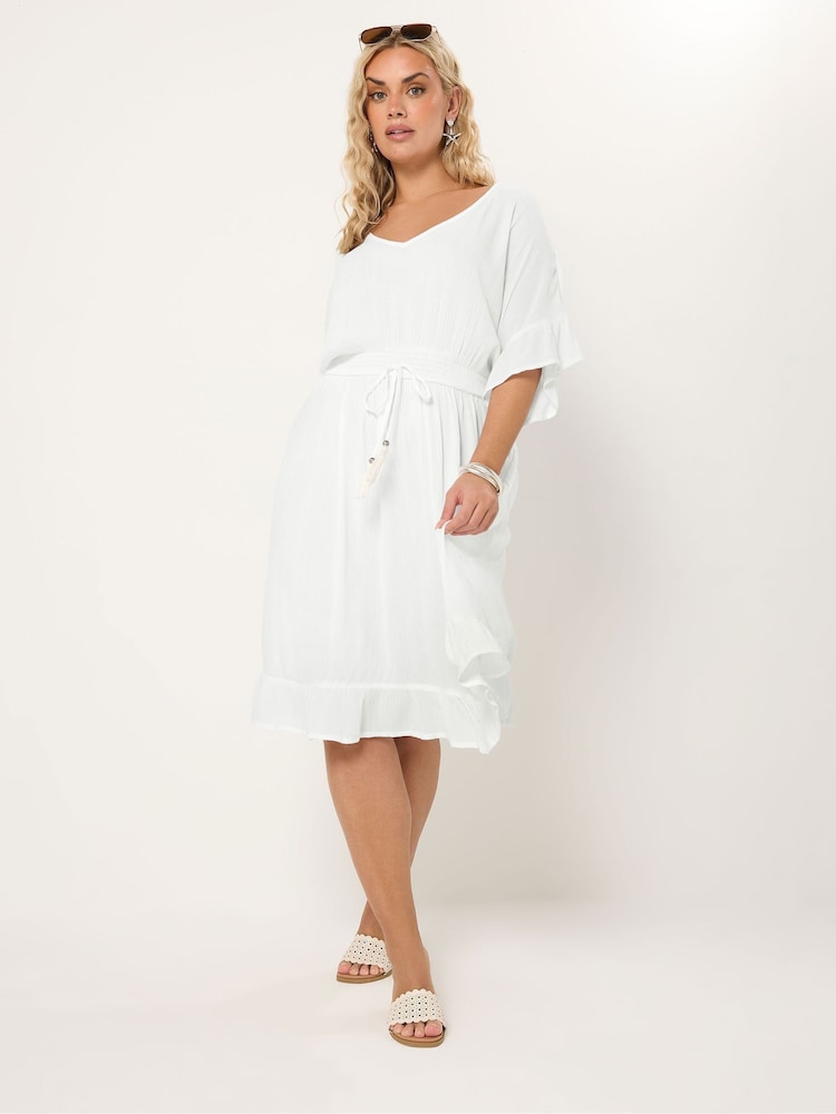 Yours Curve White Mini Crinkle Beach Coverup - Image 1 of 5