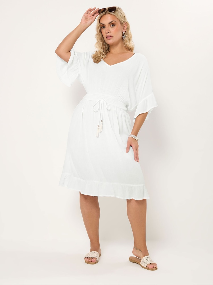 Yours Curve White Mini Crinkle Beach Coverup - Image 2 of 5