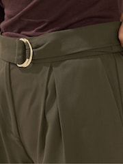 PixieGirl Petite Green Self Belt Buckle Wide Leg Trousers - Image 4 of 5